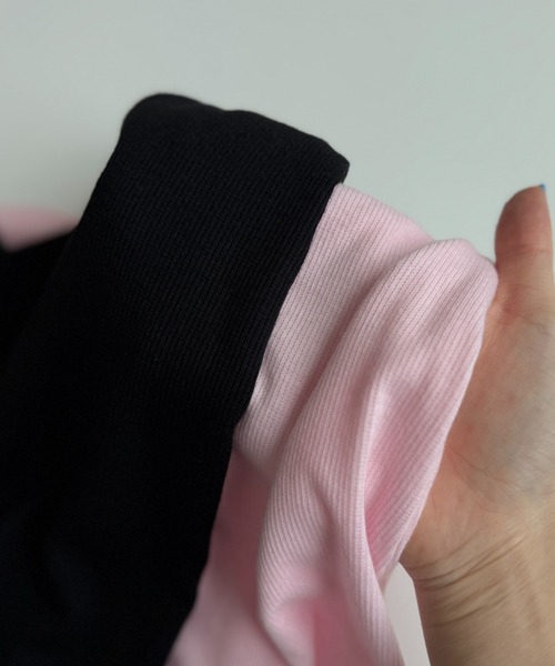 wee9s（ウィークス）の「soft touch lib flare pants / ソフトタッチリブフレアパンツ（スウェットパンツ・レディース・ブラック/ピンク・LONG/FREE）」の9枚目の写真