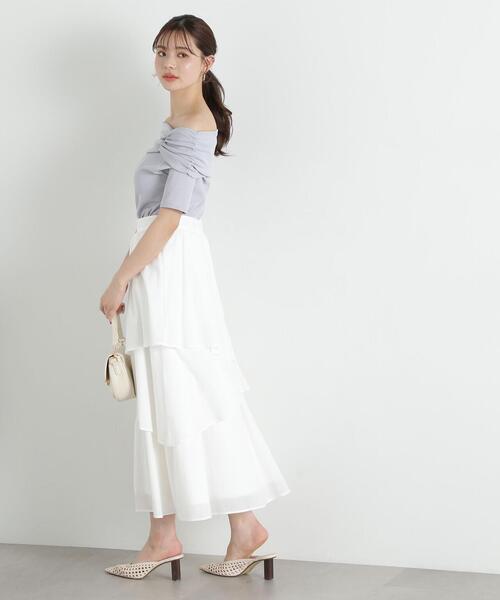 PROPORTION BODY DRESSING（プロポーションボディドレッシング）の「コットンボイルティアードスカート / 1215120406（スカート・レディース・ホワイト系その他/ベージュ・SMALL/MEDIUM）」の6枚目の写真