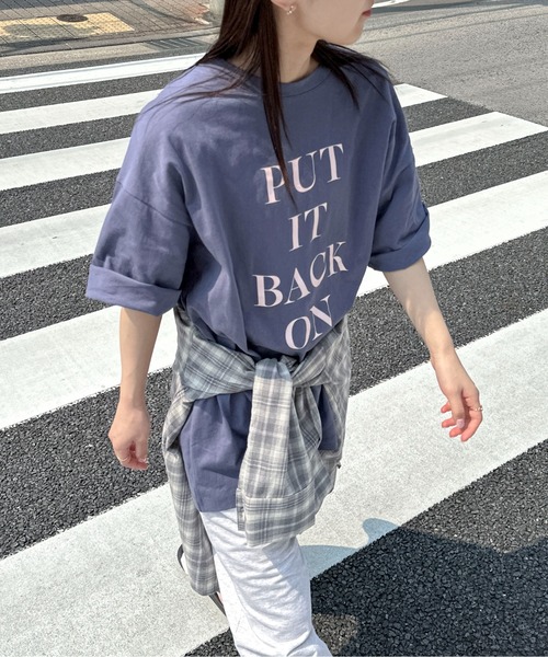 PILIT（ピリット）の「ロゴ チュニック tee（Tシャツ/カットソー・レディース・アイボリー/チャコールグレー/ダークブルー/ピンク・MEDIUM）」の4枚目の写真