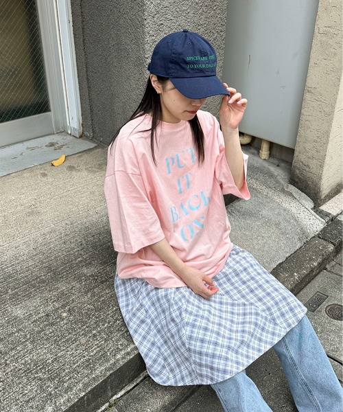 PILIT（ピリット）の「ロゴ チュニック tee（Tシャツ/カットソー・レディース・アイボリー/チャコールグレー/ダークブルー/ピンク・MEDIUM）」の18枚目の写真