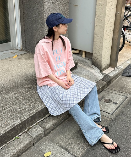 PILIT（ピリット）の「ロゴ チュニック tee（Tシャツ/カットソー・レディース・アイボリー/チャコールグレー/ダークブルー/ピンク・MEDIUM）」の19枚目の写真