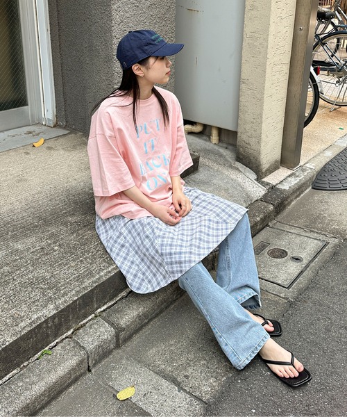 PILIT（ピリット）の「ロゴ チュニック tee（Tシャツ/カットソー・レディース・アイボリー/チャコールグレー/ダークブルー/ピンク・MEDIUM）」の20枚目の写真