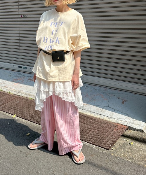 PILIT（ピリット）の「ロゴ チュニック tee（Tシャツ/カットソー・レディース・アイボリー/チャコールグレー/ダークブルー/ピンク・MEDIUM）」の10枚目の写真