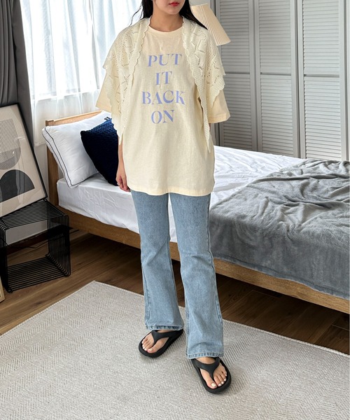PILIT（ピリット）の「ロゴ チュニック tee（Tシャツ/カットソー・レディース・アイボリー/チャコールグレー/ダークブルー/ピンク・MEDIUM）」の16枚目の写真