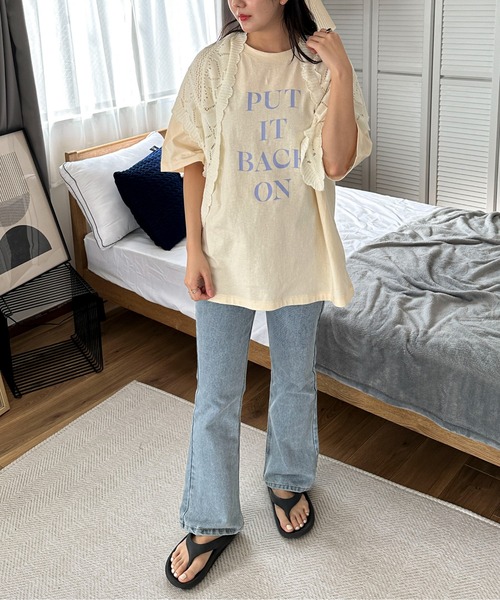 PILIT（ピリット）の「ロゴ チュニック tee（Tシャツ/カットソー・レディース・アイボリー/チャコールグレー/ダークブルー/ピンク・MEDIUM）」の17枚目の写真