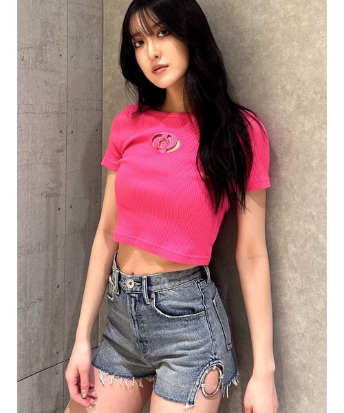 GYDA（ジェイダ）の「ハイウエストSIDE RINGデニムショートパンツ（デニムパンツ・レディース・その他1/ライトブルー・MEDIUM/SMALL）」の8枚目の写真