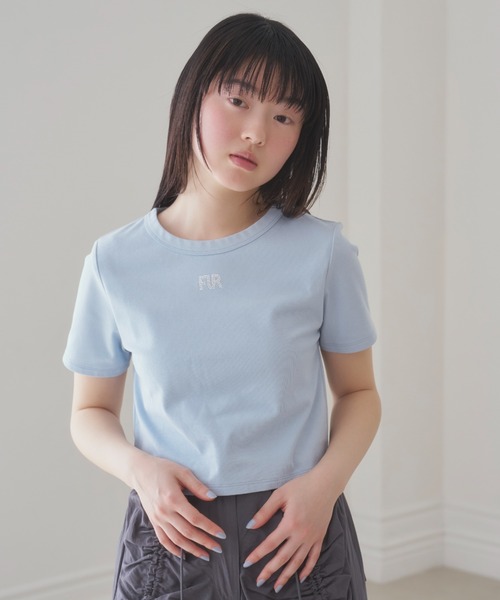 FURFUR（ファーファー）の「クリスタルロゴＴシャツ（Tシャツ/カットソー・レディース・ホワイト/ピンク/サックスブルー/チャコールグレー・FREE）」の4枚目の写真