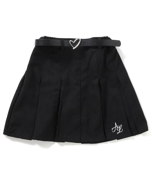 algy(アルジー)の「ハートバックルベルト付きプリーツスカパン(スカート・キッズ・グレー/ブラック/インディゴブルー・SMALL/MEDIUM/X-SMALL/XX-SMALL/XXX-SMALL)」の1枚目の写真