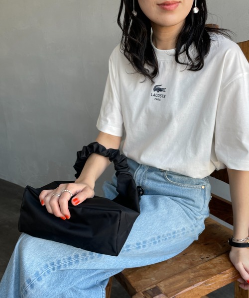 LACOSTE（ラコステ）の「[LACOSTE/ラコステ] スモール パリロゴ クルーネックTシャツ（Tシャツ/カットソー・レディース・ホワイト/ネイビー・S/M/XS/L）」の2枚目の写真