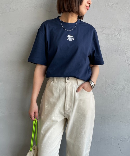 LACOSTE（ラコステ）の「[LACOSTE/ラコステ] スモール パリロゴ クルーネックTシャツ（Tシャツ/カットソー・レディース・ホワイト/ネイビー・S/M/XS/L）」の11枚目の写真