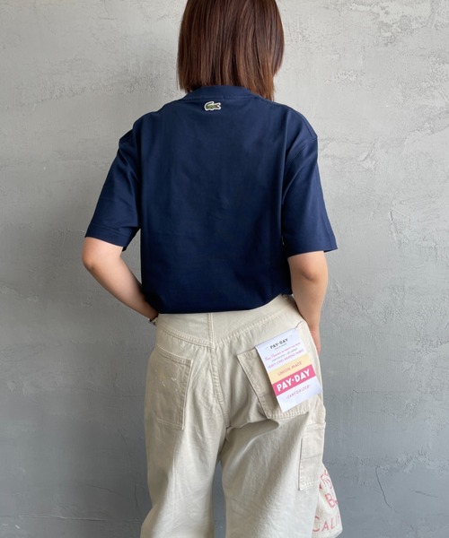 LACOSTE（ラコステ）の「[LACOSTE/ラコステ] スモール パリロゴ クルーネックTシャツ（Tシャツ/カットソー・レディース・ホワイト/ネイビー・S/M/XS/L）」の3枚目の写真