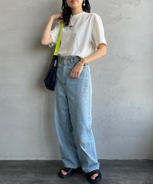 LACOSTE（ラコステ）の「[LACOSTE/ラコステ] スモール パリロゴ クルーネックTシャツ（Tシャツ/カットソー・レディース・ホワイト/ネイビー・S/M/XS/L）」の10枚目の写真