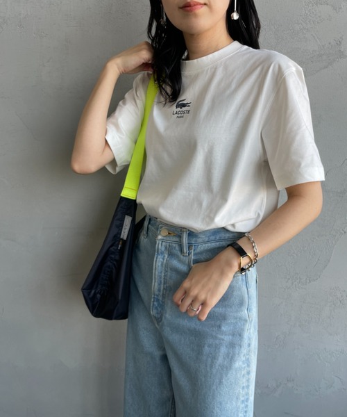 LACOSTE（ラコステ）の「[LACOSTE/ラコステ] スモール パリロゴ クルーネックTシャツ（Tシャツ/カットソー・レディース・ホワイト/ネイビー・S/M/XS/L）」の9枚目の写真