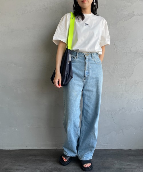 LACOSTE（ラコステ）の「[LACOSTE/ラコステ] スモール パリロゴ クルーネックTシャツ（Tシャツ/カットソー・レディース・ホワイト/ネイビー・S/M/XS/L）」の7枚目の写真