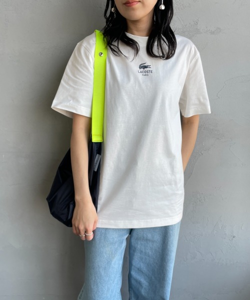 LACOSTE（ラコステ）の「[LACOSTE/ラコステ] スモール パリロゴ クルーネックTシャツ（Tシャツ/カットソー・レディース・ホワイト/ネイビー・S/M/XS/L）」の5枚目の写真