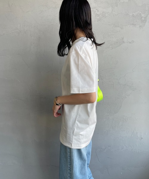 LACOSTE（ラコステ）の「[LACOSTE/ラコステ] スモール パリロゴ クルーネックTシャツ（Tシャツ/カットソー・レディース・ホワイト/ネイビー・S/M/XS/L）」の4枚目の写真