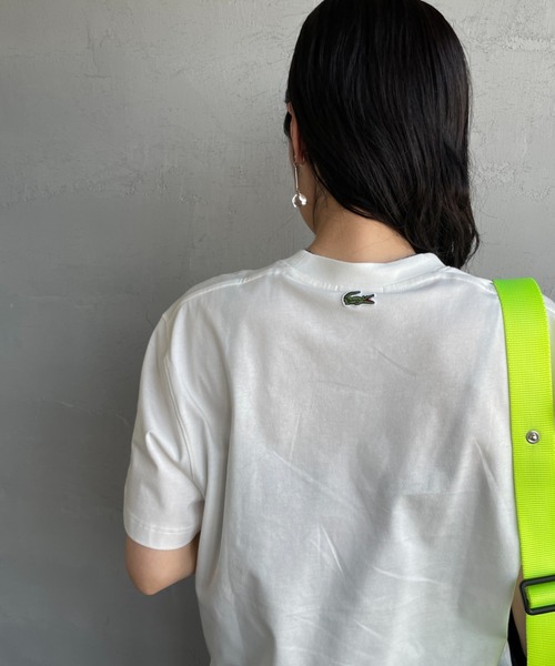 LACOSTE（ラコステ）の「[LACOSTE/ラコステ] スモール パリロゴ クルーネックTシャツ（Tシャツ/カットソー・レディース・ホワイト/ネイビー・S/M/XS/L）」の14枚目の写真