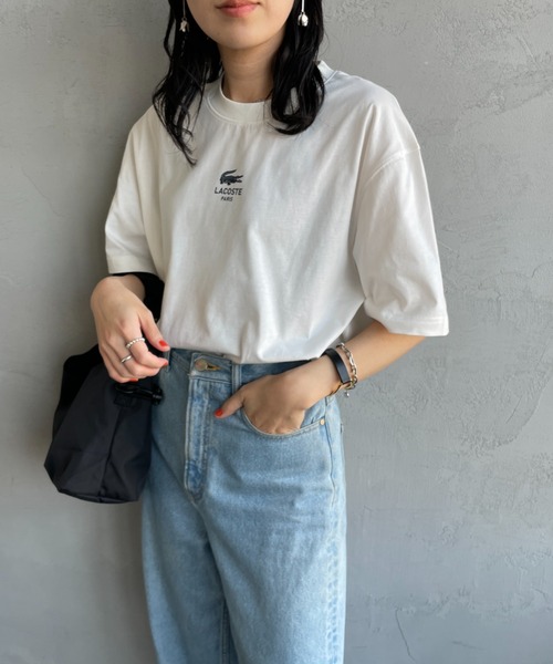 LACOSTE（ラコステ）の「[LACOSTE/ラコステ] スモール パリロゴ クルーネックTシャツ（Tシャツ/カットソー・レディース・ホワイト/ネイビー・S/M/XS/L）」の22枚目の写真