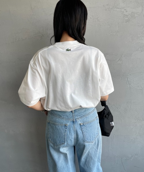 LACOSTE（ラコステ）の「[LACOSTE/ラコステ] スモール パリロゴ クルーネックTシャツ（Tシャツ/カットソー・レディース・ホワイト/ネイビー・S/M/XS/L）」の21枚目の写真