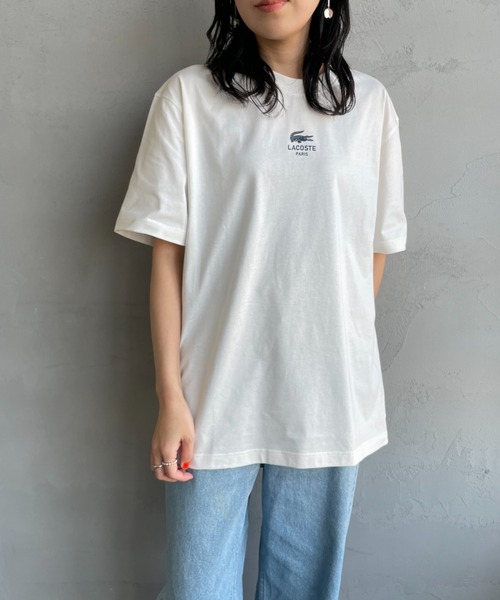 LACOSTE（ラコステ）の「[LACOSTE/ラコステ] スモール パリロゴ クルーネックTシャツ（Tシャツ/カットソー・レディース・ホワイト/ネイビー・S/M/XS/L）」の18枚目の写真