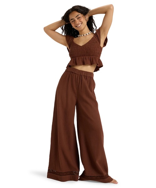 ROXY(ロキシー)の「BRISA NOVA /ロキシーダブルガーゼショート丈(短丈)トップス(シャツ/ブラウス・レディース・イエロー/ブラウン・X-SMALL/SMALL/MEDIUM)」の10枚目の写真