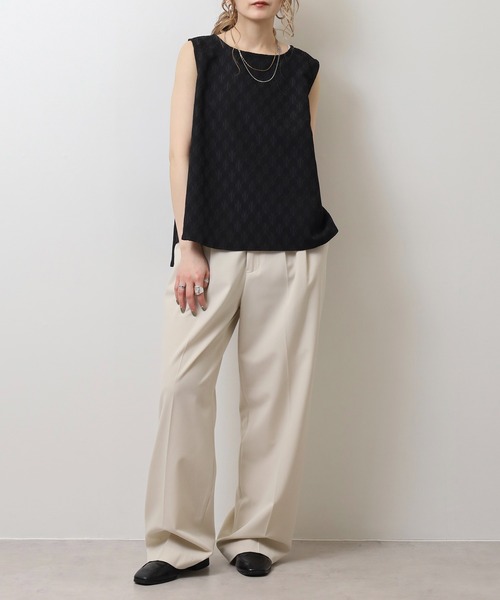 tシャツ BRODIAEA 「セットアップ対応」ジャガードストレッチ ノースリ―ブＡラインカットソー レディース セール】BRODIAEA 【セットアップ対応】ジャガードストレッチ
