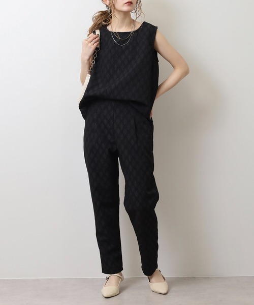tシャツ BRODIAEA 「セットアップ対応」ジャガードストレッチ ノースリ―ブＡラインカットソー レディース セール】BRODIAEA 【セットアップ対応】ジャガードストレッチ
