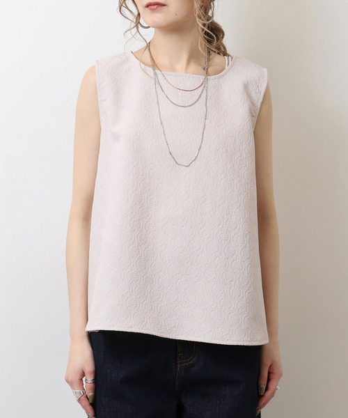 tシャツ BRODIAEA 「セットアップ対応」ジャガードストレッチ ノースリ―ブＡラインカットソー レディース セール】BRODIAEA 【セットアップ対応】ジャガードストレッチ