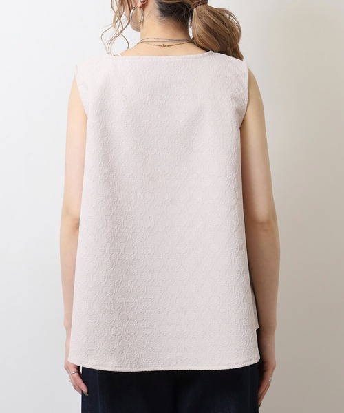 BRODIAEA(ブローディア)の「BRODIAEA 【セットアップ対応】ジャガードストレッチ ノースリ―ブAラインカットソー(Tシャツ/カットソー・レディース・ブラック/ベージュ・40)」の15枚目の写真