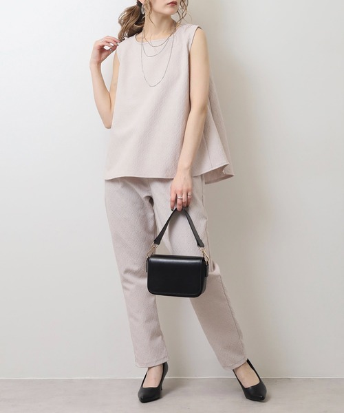 tシャツ BRODIAEA 「セットアップ対応」ジャガードストレッチ ノースリ―ブＡラインカットソー レディース セール】BRODIAEA 【セットアップ対応】ジャガードストレッチ