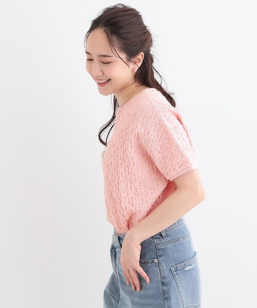Cutie Blonde(キューティーブロンド)の「【S-LL】ぽこぽこ素材がこなれ見え ドルマントップス(Tシャツ/カットソー・レディース・オフホワイト/ダークグレー/ピンク・01/02/03/04)」の13枚目の写真