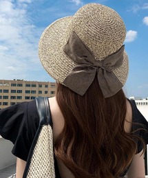 pur chouchou/バックリボン 麦わら帽子 P4459