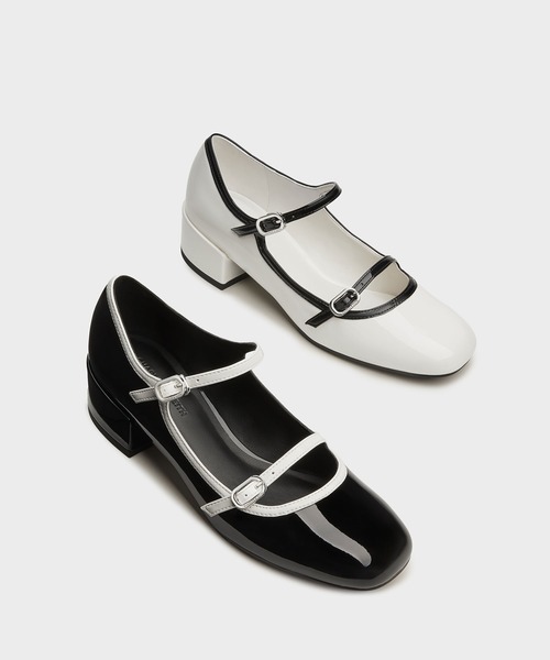 CHARLES & KEITH(チャールズ & キース)の「パテント コンテストトリムダブルストラップメリージェーンパンプス(パンプス・レディース・ホワイト/ブラック系その他6・22cm/22.5cm/23cm/23.5cm/24.5cm/25cm/25.5cm/26.5cm)」の3枚目の写真