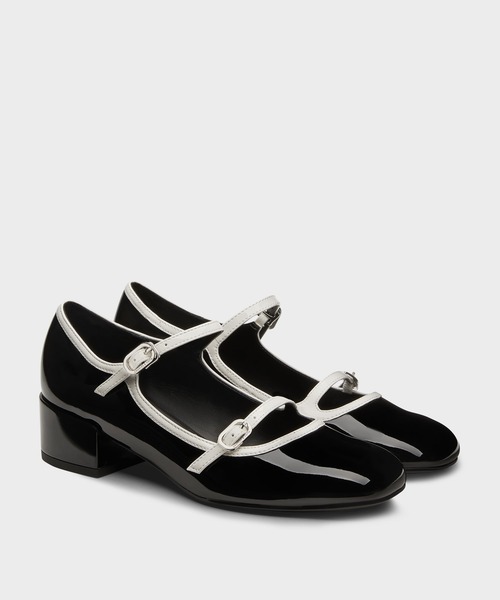 CHARLES & KEITH(チャールズ & キース)の「パテント コンテストトリムダブルストラップメリージェーンパンプス(パンプス・レディース・ホワイト/ブラック系その他6・22cm/22.5cm/23cm/23.5cm/24.5cm/25cm/25.5cm/26.5cm)」の4枚目の写真