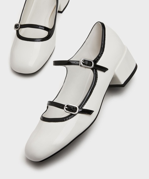 CHARLES & KEITH(チャールズ & キース)の「パテント コンテストトリムダブルストラップメリージェーンパンプス(パンプス・レディース・ホワイト/ブラック系その他6・22cm/22.5cm/23cm/23.5cm/24.5cm/25cm/25.5cm/26.5cm)」の10枚目の写真