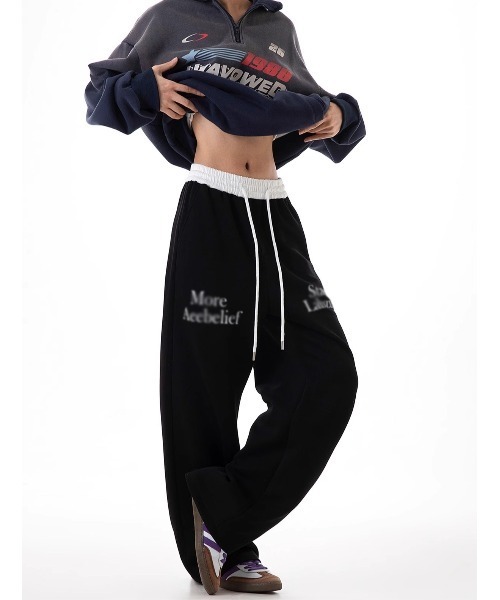 LETee(レティー)の「ロゴプリント スェットパンツ(スウェットパンツ・レディース・チャコールグレー/ブラック/ライトグレー・FREE)」の13枚目の写真
