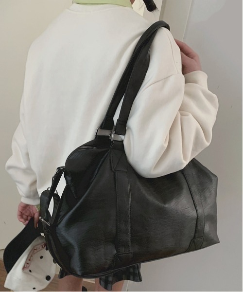 gossip！ロサンゼルス（ゴシップロサンゼルス）の「大容量ボストンバッグ/旅行バッグ 《通勤・通学に！》 Y2K（ボストンバッグ・レディース・ブラウン/オフホワイト/ブラック・FREE）」の9枚目の写真