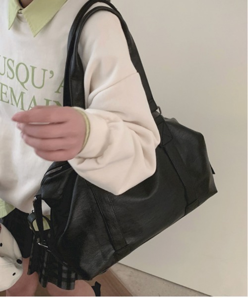 gossip！ロサンゼルス（ゴシップロサンゼルス）の「大容量ボストンバッグ/旅行バッグ 《通勤・通学に！》 Y2K（ボストンバッグ・レディース・ブラウン/オフホワイト/ブラック・FREE）」の11枚目の写真