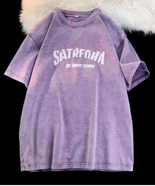 LETee（レティー）の「ウォッシュ加工ユーズド風ティーシャツ（Tシャツ/カットソー・レディース・ブラック/パープル/ピンク/ブラウン・FREE）」の8枚目の写真