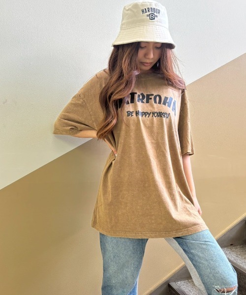 ウォッシュ加工ユーズド風ティーシャツ（Tシャツ/カットソー