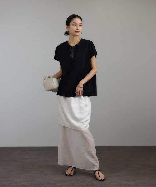 SALON adam et rope'（サロン アダム エ ロペ）の「プリマベールリラックスドルマンスリーブプルオーバー［UVケア・洗濯耐久］（Tシャツ/カットソー・レディース・ホワイト/ピンク系その他2/ブラック/チャコールグレー/ブラウン・FREE）」の7枚目の写真