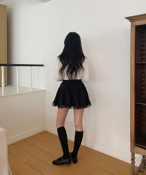 by muni:r(バイ ムニール)の「メリーレースフリルスカート(スカート・レディース・ブラック/アイボリー・FREE)」の22枚目の写真