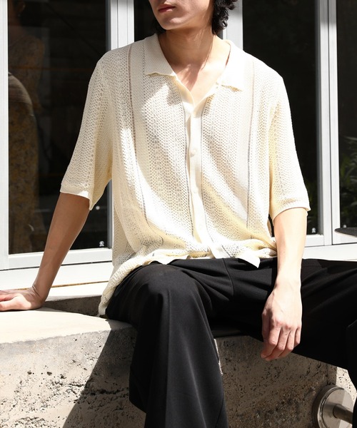 ENJOY シャツブラウス TRICOT KNIT KERSEY ブルー 15号 カーシーカシマ EWB692 (68-0916-48) ENJOY 半袖ブラウス TRICOT KNIT KERSEY ブルー 19号 カーシーカシマ