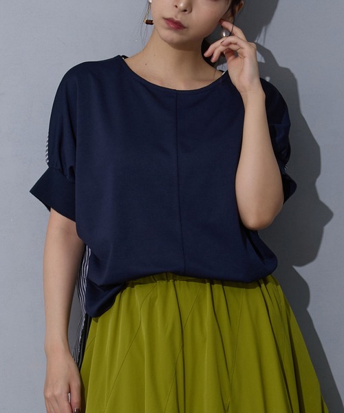 NICOLE white(ニコルホワイト)の「異素材切り替えTEE(Tシャツ/カットソー・レディース・ブラック/オフホワイト/グレー/その他1・FREE)」の4枚目の写真