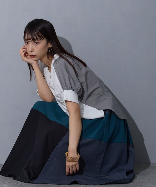 NICOLE white(ニコルホワイト)の「異素材切り替えTEE(Tシャツ/カットソー・レディース・ブラック/オフホワイト/グレー/その他1・FREE)」の10枚目の写真