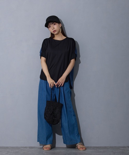 NICOLE white(ニコルホワイト)の「異素材切り替えTEE(Tシャツ/カットソー・レディース・ブラック/オフホワイト/グレー/その他1・FREE)」の11枚目の写真