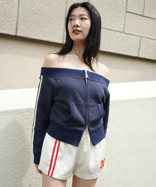 JOINT WORKS(ジョイントワークス)の「ウラケオフショルトラックZIPジャケット(スウェット・レディース・ブラウン/ネイビー/グレー・FREE)」の13枚目の写真