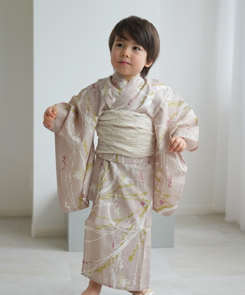 utatane（ウタタネ）の「キッズ浴衣3点セット ひよこ商店 亜麻色に飛び回る雀（浴衣・キッズ・ベージュ・100cm/110cm/120cm/130cm）」の14枚目の写真