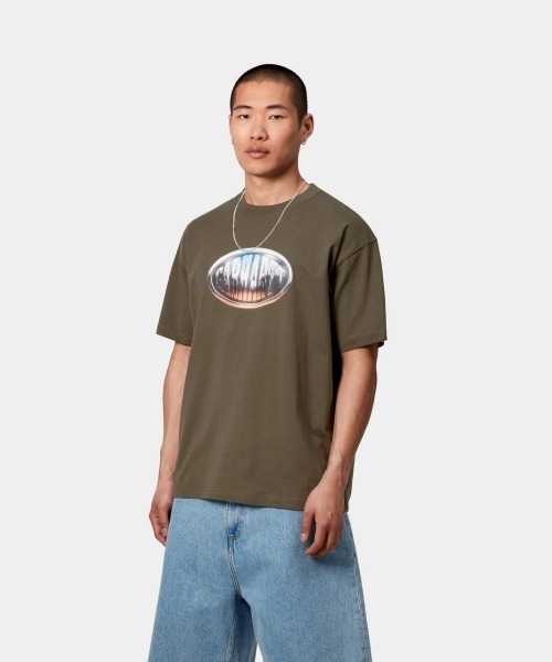 Carhartt WIP(カーハートダブリューアイピー)の「Carhartt WIP S/S BIG TIME T-SHIRT(カーハートワークインプログレス ショートスリーヴ ビッグタイム Tシャツ)(Tシャツ/カットソー・メンズ・ベージュ系/ブラウン系1/ブラウン系2・SMALL/MEDIUM/LARGE/X-LARGE)」の2枚目の写真