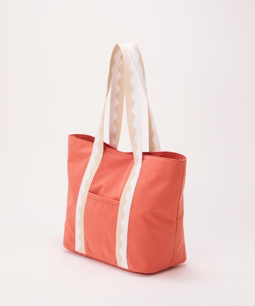 EFOLE（エフォル）の「Bicolor tape tote bag / バイカラーテープトートバッグ（トートバッグ・レディース・ベージュ/コーラル・FREE）」の7枚目の写真